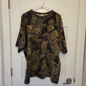 Men's Unbranded Heavyweight 100% Cotton Forest Camo Print Tee - Size 2XL